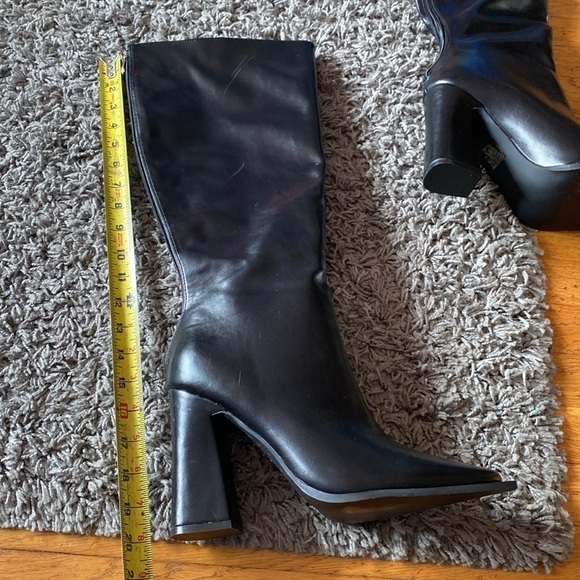 NWOT Princess Polly Keeley Block Heel Square Toe Boots Matte Black Size 10 - Picture 13 of 16